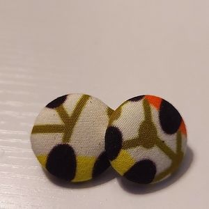 African Print Button Earrings